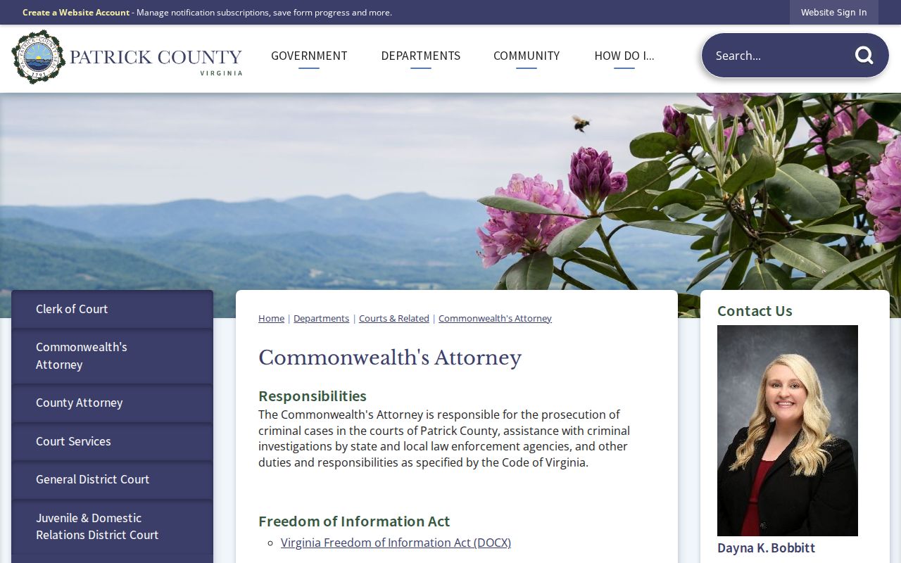 Patrick County criminal court cases and Commonwealth's Attorney information