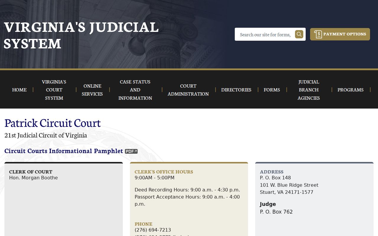 Patrick County criminal court cases on the Circuit Court page