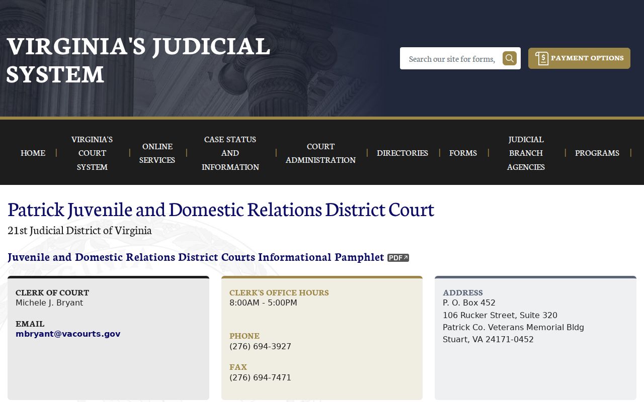 Patrick County criminal court cases on the JDR District Court page
