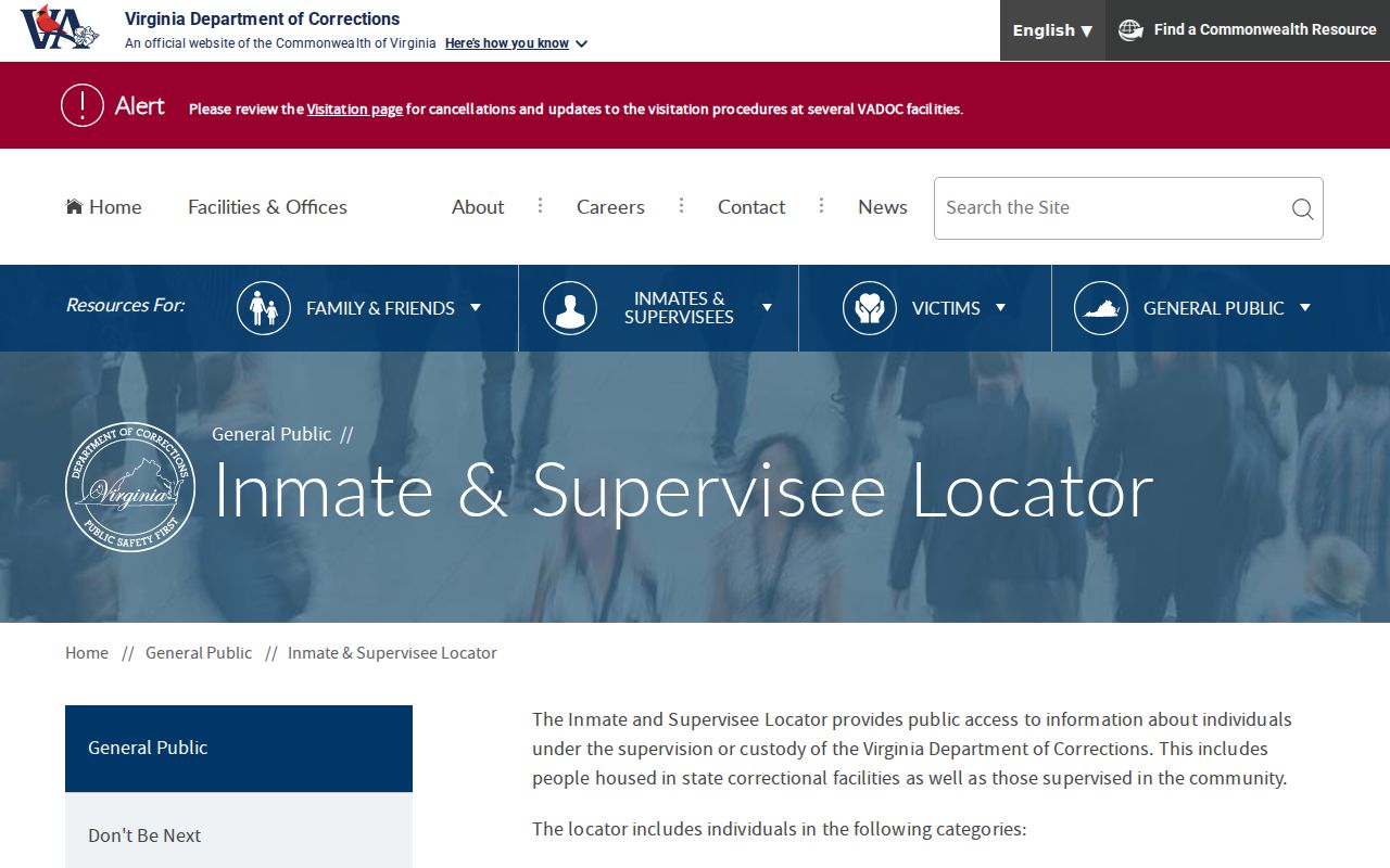 VADOC custody search for Patrick County criminal records